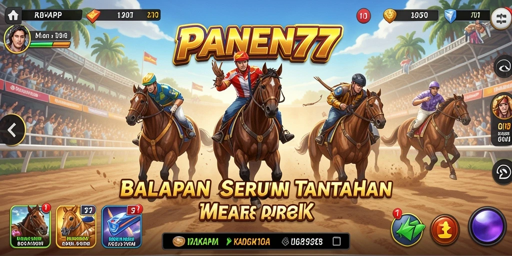 Screenshot bermain PANEN77 dengan aksi balapan yang mendebarkan.